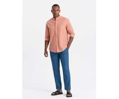 Blue Lininio mišinio chino stiliaus susukamos kelnės - mėlyno džinso v5 om-pacp-0198
