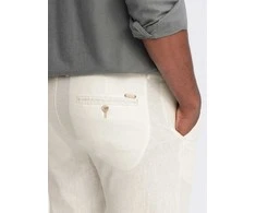 CREAM Lininio mišinio susukamos chino kelnės - kreminės v2 om-pacp-0198