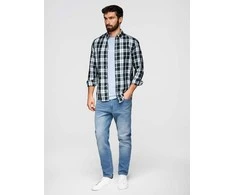 Blue Vyriškos CARROT FIT džinsinės kelnės su įbrėžimais – šviesiai mėlynos V1 OM-PADP-0250