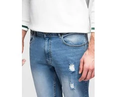 Blue Vyriškos CARROT FIT džinsinės kelnės su įbrėžimais – šviesiai mėlynos V1 OM-PADP-0250