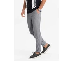 Vyriškos chino kelnės su tampria juosmens juosta – pilkos v2 om-pacp-0157