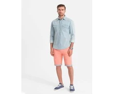 Denim vyriški chino šortai su džinso apdaila - lašišos spalvos v9 w421