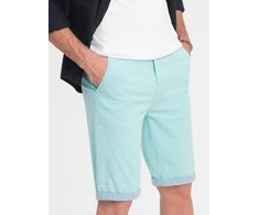 Denim Vyriški chino šortai su džinso apdaila - turkio spalvos v4 w421