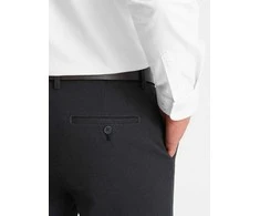 CLASSIC Vyriškos klasikinės chino kelnės su smulkia tekstūra - grafito spalvos v4 om-pacp-0188