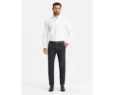 CLASSIC Vyriškos klasikinės chino kelnės su smulkia tekstūra - grafito spalvos v4 om-pacp-0188