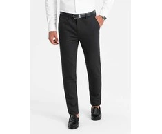CLASSIC Vyriškos klasikinės chino kelnės su smulkia tekstūra - juodos v5 om-pacp-0188