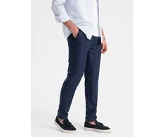 Blue Vyriškos klasikinės chino stiliaus aptemptos kelnės – tamsiai mėlynos v1 om-pacp-0182