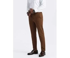 CLASSIC Vyriškos klasikinio kirpimo chino kelnės su minkšta tekstūra - karamelė v3 om-pacp-0190
