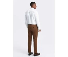 CLASSIC Vyriškos klasikinio kirpimo chino kelnės su minkšta tekstūra - karamelė v3 om-pacp-0190