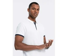 Cotton vyriški medvilniniai polo marškinėliai – balti v1 om-poss-0113