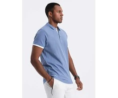 Denim vyriški medvilniniai polo marškinėliai - džinsinis v3 om-poss-0113
