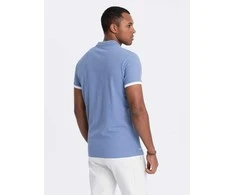 Denim vyriški medvilniniai polo marškinėliai - džinsinis v3 om-poss-0113