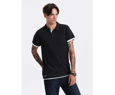 Cotton vyriški medvilniniai polo marškinėliai – juodi v8 om-poss-0113