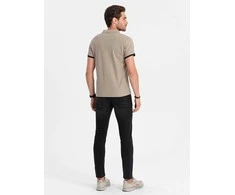 Cotton vyriški medvilniniai polo marškinėliai – šviesiai rudi v5 om-poss-0113