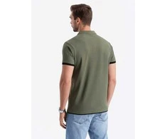 Cotton vyriški medvilniniai polo marškinėliai – alyvuogių spalvos v6 om-poss-0113