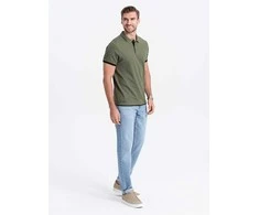 Cotton vyriški medvilniniai polo marškinėliai – alyvuogių spalvos v6 om-poss-0113