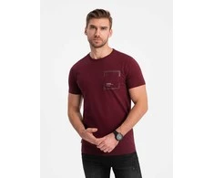 Cotton vyriški medvilniniai marškinėliai su kišene - bordo v2 om-tspt-0154