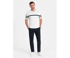 Blue Vyriškos elegantiškos klasikinio kirpimo chino kelnės - tamsiai mėlynos v3 om-pacp-0191