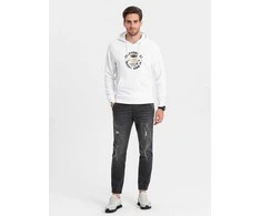 Denim Vyriškos džinsinės JOGGER kelnės su įbrėžimais – juodos V2 OM-PADJ-0150
