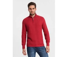 Collar vyriškas megztinis su platėjančia apykakle – raudonas v8 om-swzs-0105