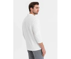 Collar vyriški ilgarankoviai marškinėliai su polo apykakle – balti v1 om-pobl-0114