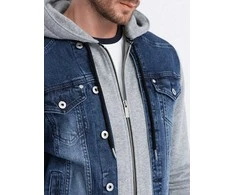 Denim vyriškas vidurio sezono džinsinis švarkas - džinso/pilkos spalvos c322