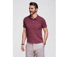 Vyriški polo marškinėliai su dekoratyvinėmis sagomis - bordo spalvos V6 S1744