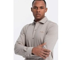 Cotton Vyriški REGULAR medvilniniai vieno džersio megzti marškiniai – pelenų spalvos V5 OM-SHCS-0138