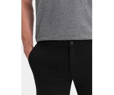 Vyriški SLIM FIT šortai iš struktūrinio megzto audinio – juodi V2 OM-SRCS-0126