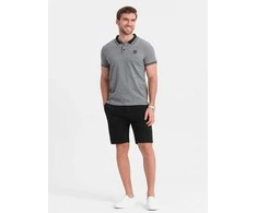 Vyriški SLIM FIT šortai iš struktūrinio megzto audinio – juodi V2 OM-SRCS-0126