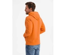 Orange Vyriškas kengūros formos džemperis su gobtuvu ir raštu – oranžinis V1 OM-SSPS-0155