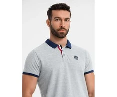Polo marškinėliai - pilki melanžo v1 om-poss-0105