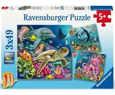 „Ravensburger“ dėlionė 3x49 detalės, jūros gyvūnai
