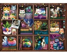Ravensburger dėlionė 500 detalių: Katytės ir sukulentai