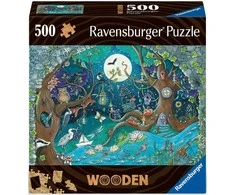 Ravensburger medinė dėlionė, 500 detalių, fantazijos miškas