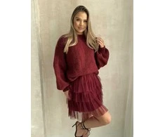 Bordo spalvos moteriškas sijonas – ombre