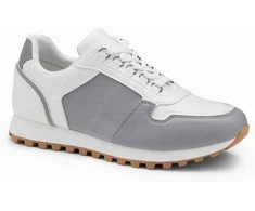 Sneakers Sportbačiai su lopų raštu - balti ir pilki v3 om-fosl-0144