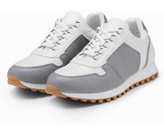 Sneakers Sportbačiai su lopų raštu - balti ir pilki v3 om-fosl-0144