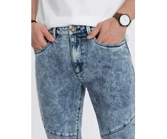 vyriški džinsai su siūlėmis ties keliais - mėlyni v1 om-padp-0109