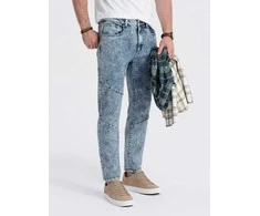 vyriški džinsai su siūlėmis ties keliais - mėlyni v1 om-padp-0109