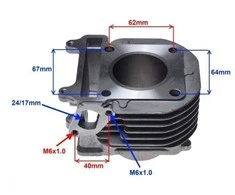 Cilindro komplektas MaxTuned YAMAHA AC 125cc / Ø51.50 / PIN Ø13 4T