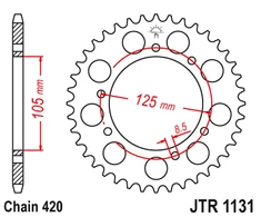 Jt Sprockets Galinė žvaigždė JTR1131 RIEJU RS3/ MRX/ MRT/ PEUGEOT XP6/ APRILIA RX/ SX/ DERBI SENDA/ GILERA RCR/ SMT 50