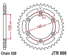 Jt Sprockets Galinė žvaigždė JTR808