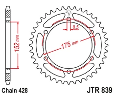 Jt Sprockets Galinė žvaigždė JTR839 YAMAHA TDR / WR / DT 125