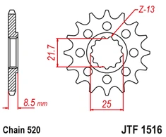 Jt Sprockets Priekinė žvaigždutė JTF1516