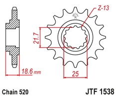 Jt Sprockets Priekinė žvaigždutė JTF1538