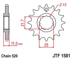 Jt Sprockets Priekinė žvaigždutė JTF1581