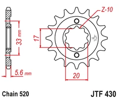 Jt Sprockets Priekinė žvaigždutė JTF430