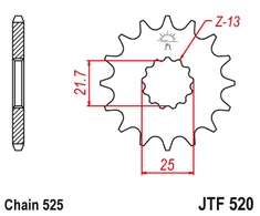 Jt Sprockets Priekinė žvaigždutė JTF520