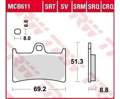 STABDŽIŲ TRINKELĖS TRW MCB611 STANDARD
